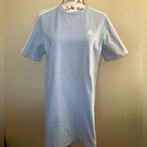 Preowned Adidas Women Lt Blue Cotton Short Sleeve Crewneck T-Shirt Dress, Small